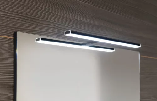 ERUPTA tükör MDF polccal és LED világítással, 80x80x12cm, matt fekete (ERU335)
