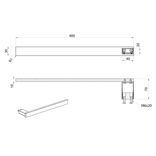 BELLA törölközőtartó a szekrény oldalára, 400x30mm, króm (FA312)
