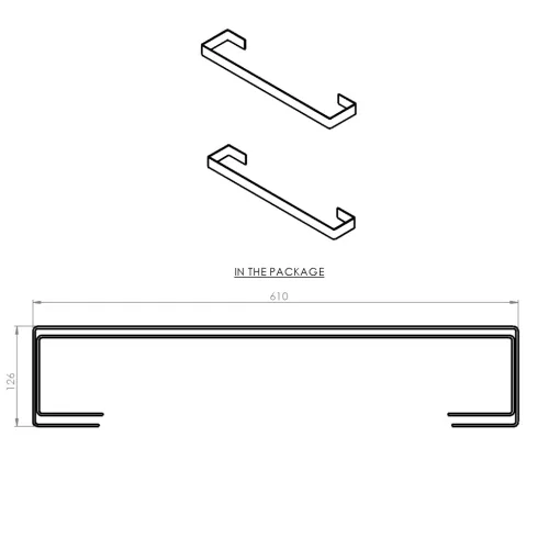 ENIS törölközőtartó radiátorra, 620x40 mm, 2db, matt fekete (IRPA32B)