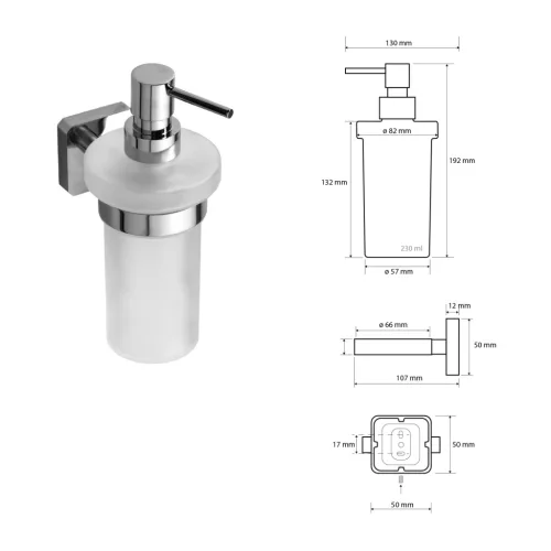 BEMETA TASI Szappanadagoló, 82x192x130mm, 230ml, króm (154109042) (IS019)