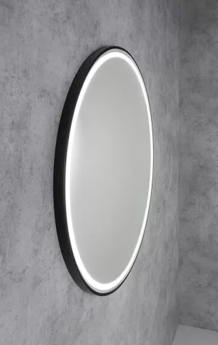 KADRIS keretes tükör LED világítással,, átm.:80cm, matt fekete (KD080)