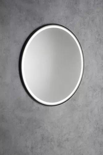 KADRIS keretes tükör LED világítással,, átm.:80cm, matt fekete (KD080)