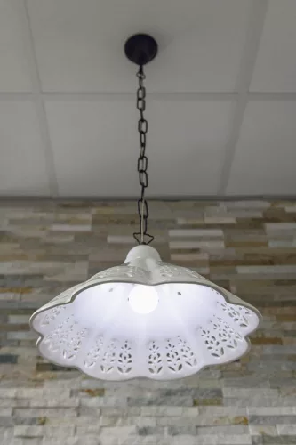 Sapho TRAPANI mennyezeti lámpa, kerámia búra, króm