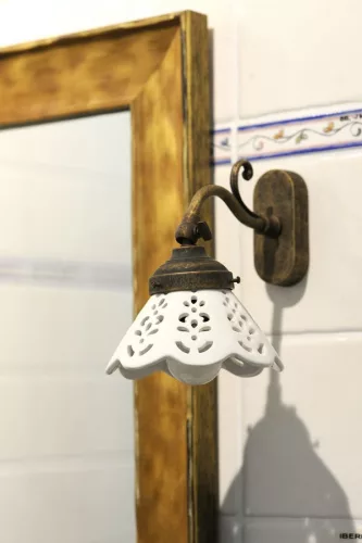 Sapho BARI fali lámpa, kerámia búra, max:40W, 230V, 138x180x210mm, bronz