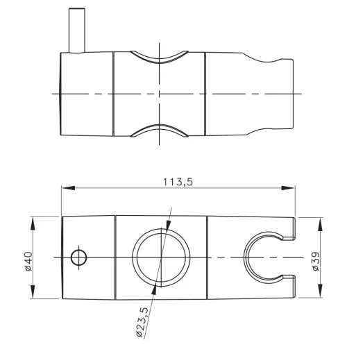 Sapho Tartalék zuhanyfej tartó zuhanyrúdhoz 23 mm, ABS, fekete
