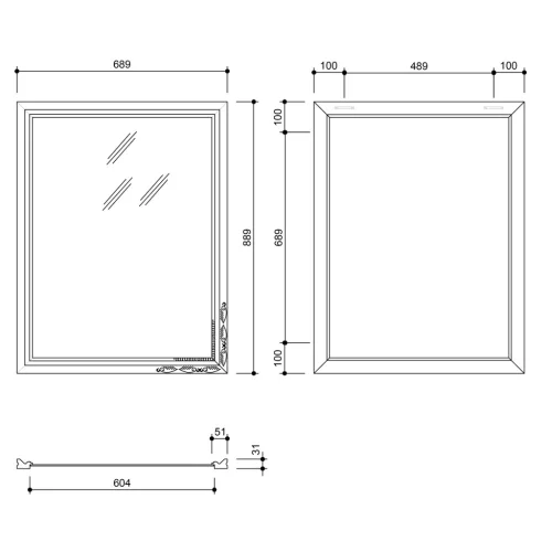 BOHEMIA tükör fakerettel, 686x886mm (NL483)