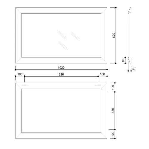 AMBIENTE tükör fa kerettel, 620x1020mm, antik bronz (NL701)