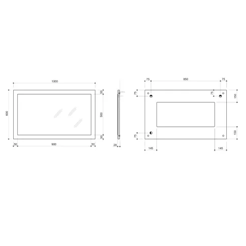 NIROX keretes tükör, 100x60x3 cm, ezüst tölgy (NX106-1111)