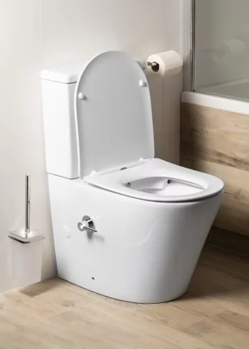 Sapho PACO RIMLESS monoblokkos WC, alsó/hátsó kifolyású, ülőke nélkül, beépített csapteleppel, bidézuhannyal, duálgombos, 38x61cm