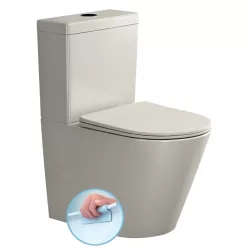Sapho PACO RIMLESS monoblokkos WC, alsó/hátsó kifolyású, ülőke nélkül, duálgombos öblítőmechanikával, 38x61cm, elefántcsont