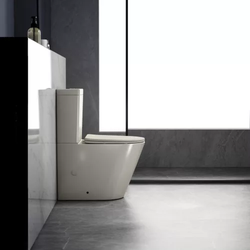 Sapho PACO RIMLESS monoblokkos WC, alsó/hátsó kifolyású, ülőke nélkül, duálgombos öblítőmechanikával, 38x61cm, elefántcsont