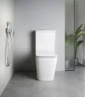 Sapho PORTO RIMLESS monoblokkos WC, alsó/hátsó kifolyású, duálgombos öblítőmechanikával, 36,5x65cm (PC102R helyett)