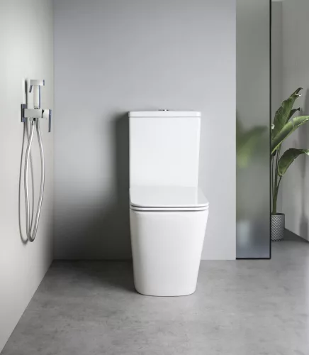 Sapho PORTO RIMLESS monoblokkos WC, alsó/hátsó kifolyású, duálgombos öblítőmechanikával, 36,5x65cm (PC102R helyett)
