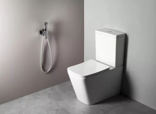 Sapho PORTO RIMLESS monoblokkos WC, alsó/hátsó kifolyású, duálgombos öblítőmechanikával, 36,5x65cm (PC102R helyett)