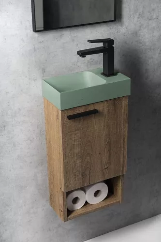 Sapho PICCOLINO betonmosdó, 30,8x17cm, jobbos, zöld