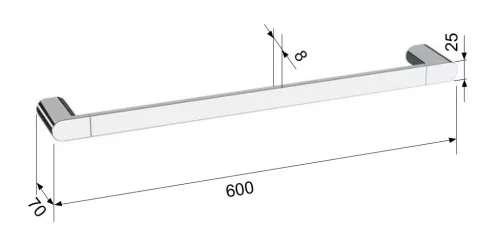 FLORI törölközőtartó, 600x70mm, fekete (RF009/15)