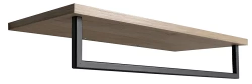 SKA polc törölközőtartóval, 600x250mm, tölgy/matt fekete (SKA385B)