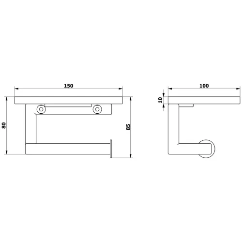 SKA WC-papírtartó, polccal, 15x8x10cm, matt fekete (SKA421)