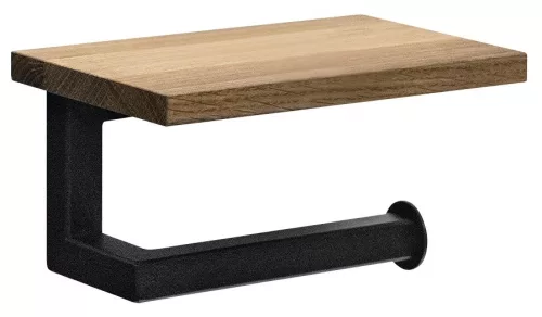 SKA WC-papírtartó, polccal, 15x8x10cm, matt fekete (SKA421)