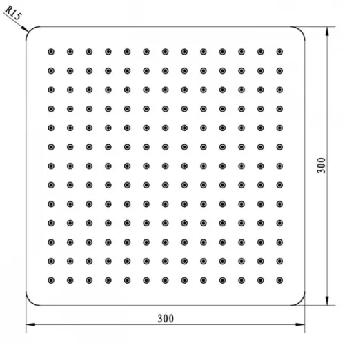 SAPHO Slim fejzuhany 30x30cm matt fekete SAPHO-SL101 rajz2