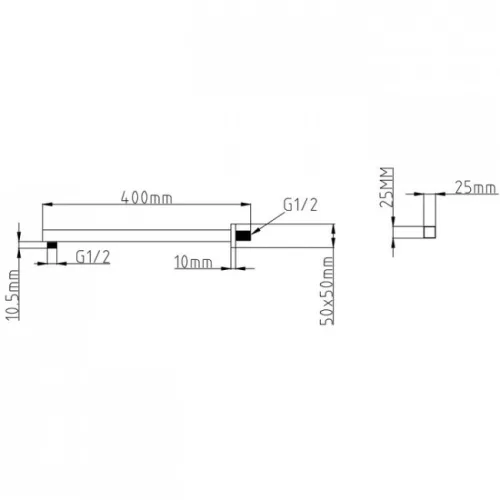 SAPHO zuhanykar fejzuhanyhoz 40 cm fekete SAPHO-SL102