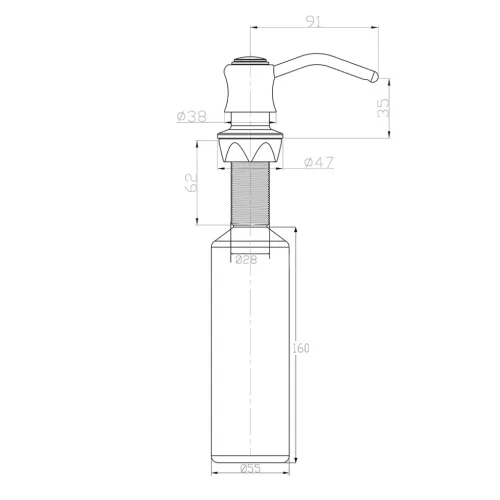 Beépíthető szappanadagoló, retro, 350ml, bronz (SP004)