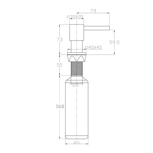 Beépíthető szappanadagoló, szögletes, 350ml, króm (SP011)