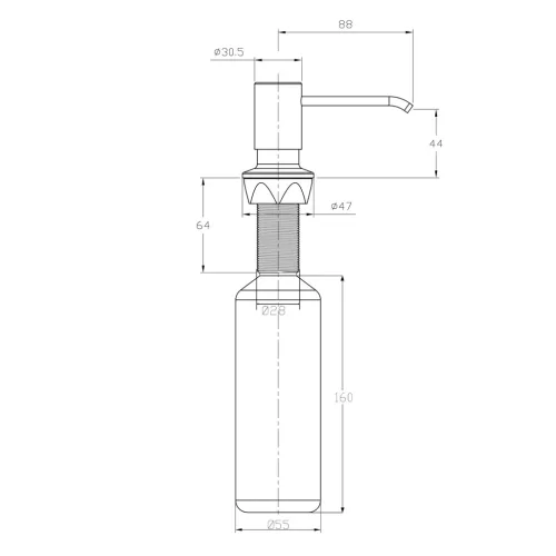 Beépíthető szappanadagoló, gun metal (SP023GM)