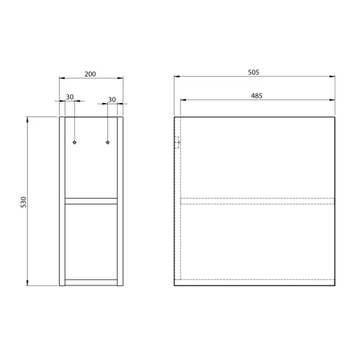 TREOS polcos szekrény, alsó, 20x53x50,5cm, Polar tölgy (TS020-1010)