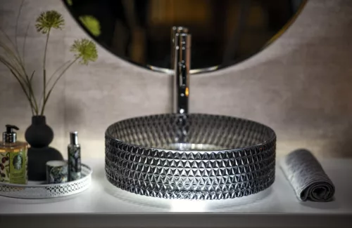 Sapho BEAUTY MARAGUA üvegmosdó, átm:39,5cm, fekete