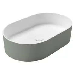 Sapho THIN pultra szerelhető Rockstone mosdó, 55x35cm, verde/matt fehér