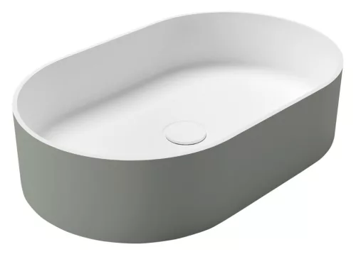 Sapho THIN pultra szerelhető Rockstone mosdó, 55x35cm, verde/matt fehér