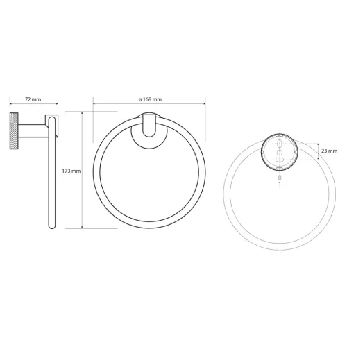 BEMETA  LARISSA fali törölközőtartó, 168x173x72mm, fekete/matt arany (WS006BG)