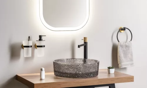 BEMETA  LARISSA fali törölközőtartó, 168x173x72mm, fekete/matt arany (WS006BG)