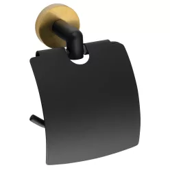   BEMETA LARISSA fali WC-papírtartó, 136x194x116mm, fekete/matt arany (WS007BG)