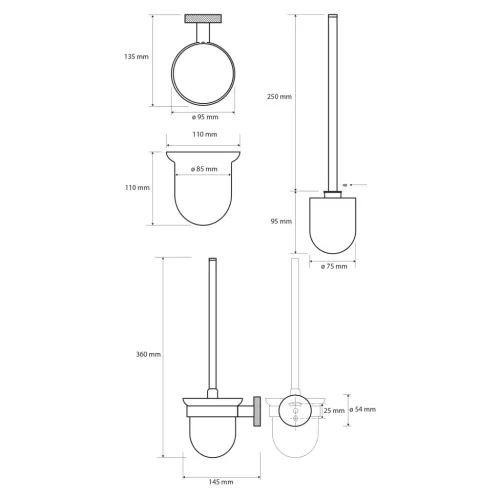 BEMETA STELLA fali WC-kefetartó, 110x360x145mm (WS008)