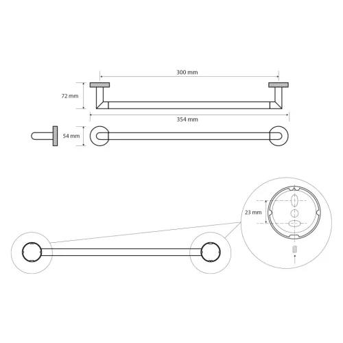 BEMETA  LARISSA fali törölközőtartó, 354x54x72mm, fekete/matt arany (WS009BG)