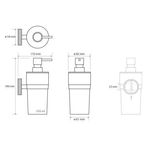 BEMETA STELLA fali szappanadagoló, 82x190x110mm, 250ml (WS019)