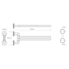 BEMETA  LARISSA fali törölközőtartó, 54x163x416mm, fekete/matt arany (WS021BG)