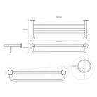 BEMETA  LARISSA fali törölközőtartó, 654x107x214mm, fekete/matt arany (WS029BG)