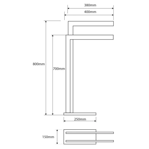 BEMETA BETA Álló törölközőtartó, 150x800x400mm, króm (132836022) (XJ443)