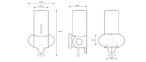 BEMETA HOTEL Szappanadagoló, 125x240x100, 350ml, inox/matt (151109015) (XP101)