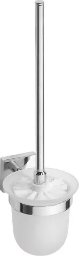 BEMETA BETA Fali WC kefetartó, üveg, fehér kefe, 95x360x140mm, króm (132113012) (XQ301)