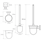 BEMETA BETA Fali WC kefetartó, üveg, fehér kefe, 95x360x140mm, króm (132113012) (XQ301)
