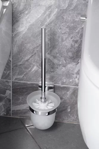 BEMETA BETA Fali WC kefetartó, üveg, fehér kefe, 95x360x140mm, króm (132113012) (XQ301)