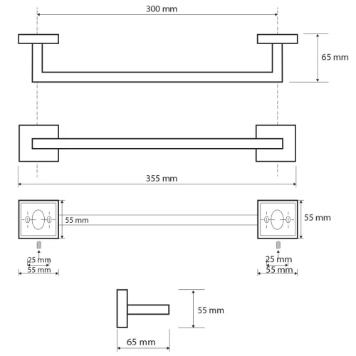 BEMETA BETA Törölközőtartó, 355x55x65mm, króm (132204012) (XQ401)