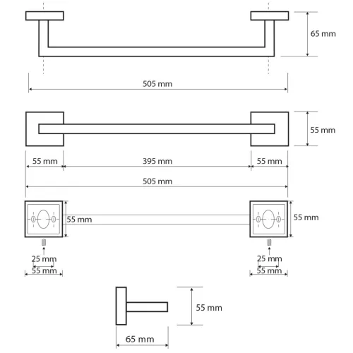 BEMETA BETA Törölközőtartó, 505x55x65mm, króm (132204022) (XQ402)