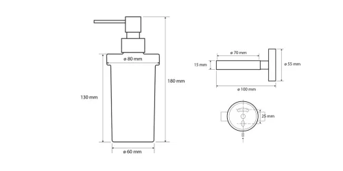 BEMETA DARK Szappanadagoló, 80x190x133mm, 230ml, fekete (104109010) (XR101B)