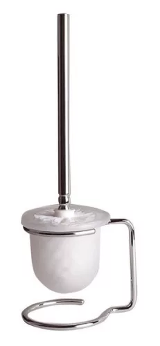BEMETA OMEGA Álló WC kefetartó, üveg, fehér kefe, 110x400x130mm, króm (104113102) (XR302)