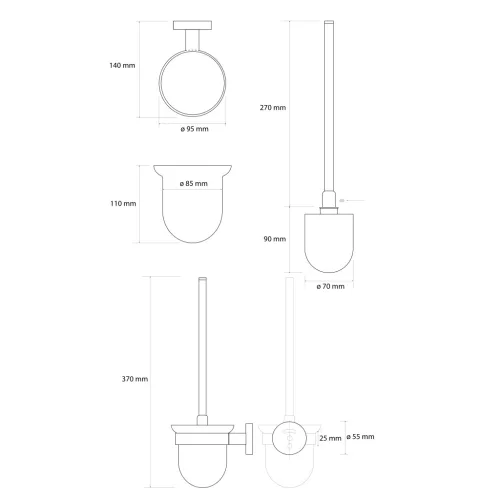 BEMETA SABLO fali WC-kefetartó, 95x360x140mm, matt arany (160113017) (XR303GB)
